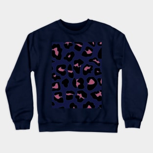 Pink and Blue Leopard Print Pattern Crewneck Sweatshirt